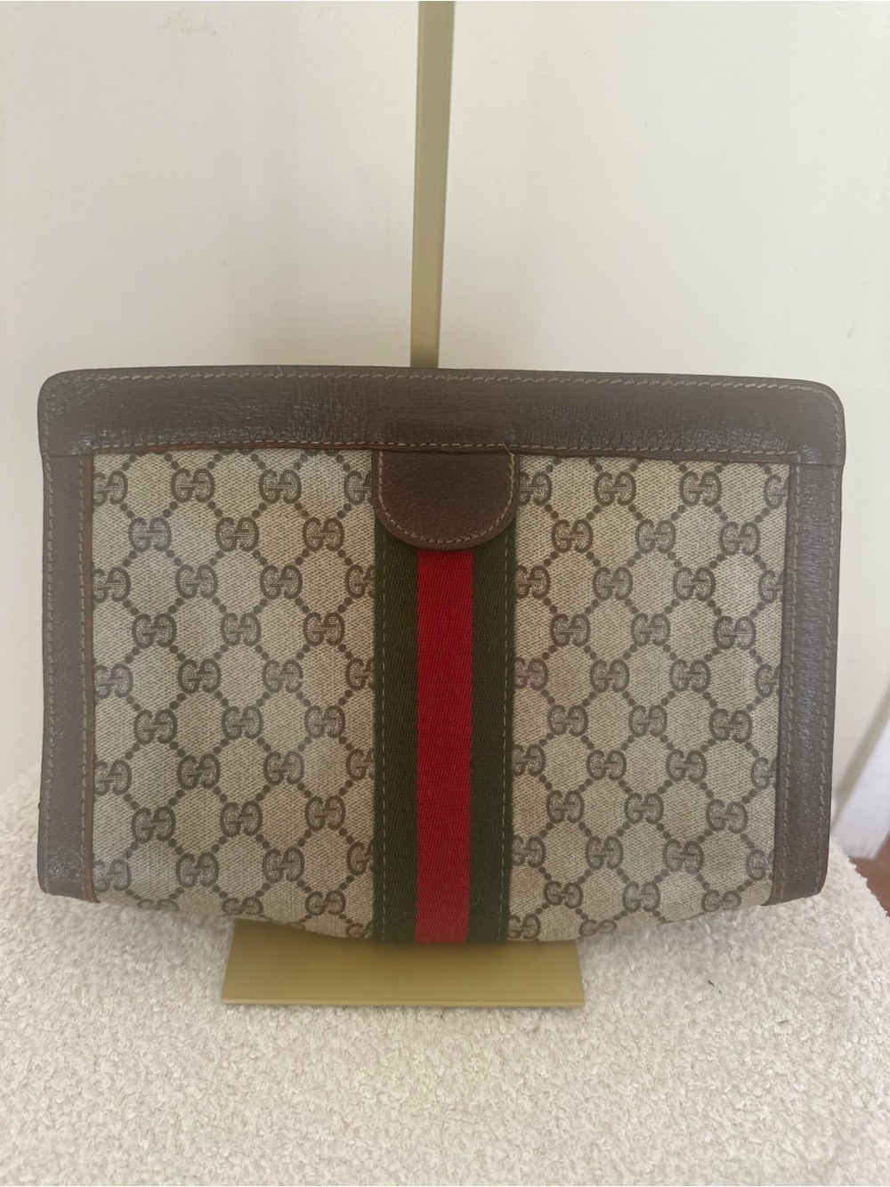 Vintage Gucci Parfums GG Supreme Sherry Line Clutch Cosmetic Pouch